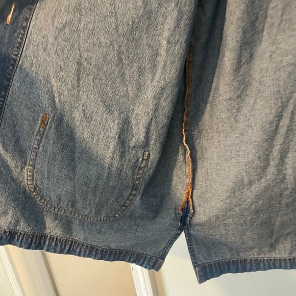 Vintage Blair Lightweight Denim Floral Embroidered Chore Coat / Shirt Jacket L - Picture 6 of 7